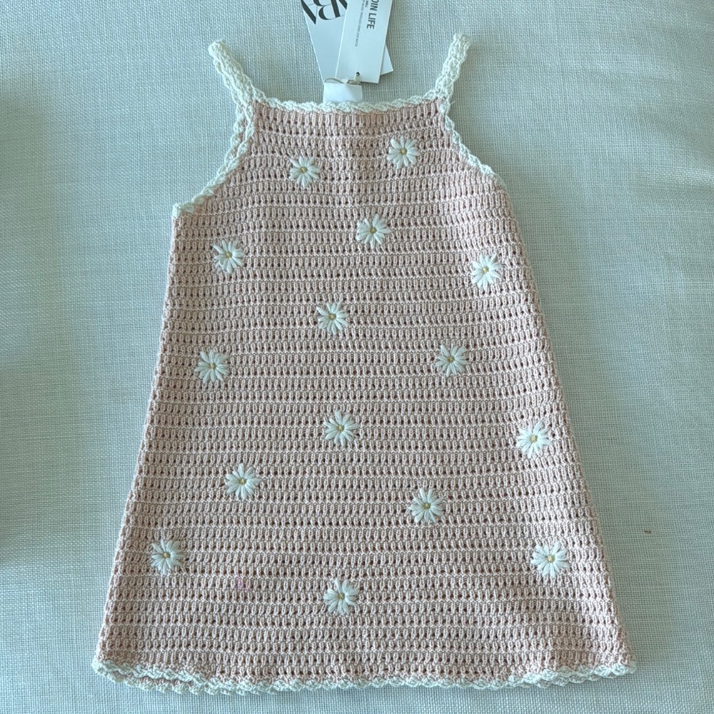 Zara Kids Crochet Dress with Floral Accents